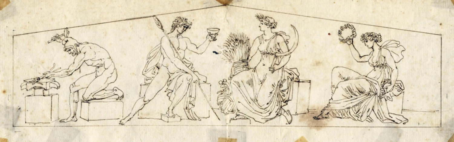 Fregio con divinità mitologiche
